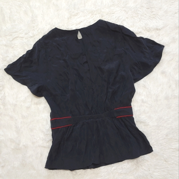 ⬇️Price Drop! Frame 100% Silk Peplum Top - Navy Blue/Red - Picture 6 of 13